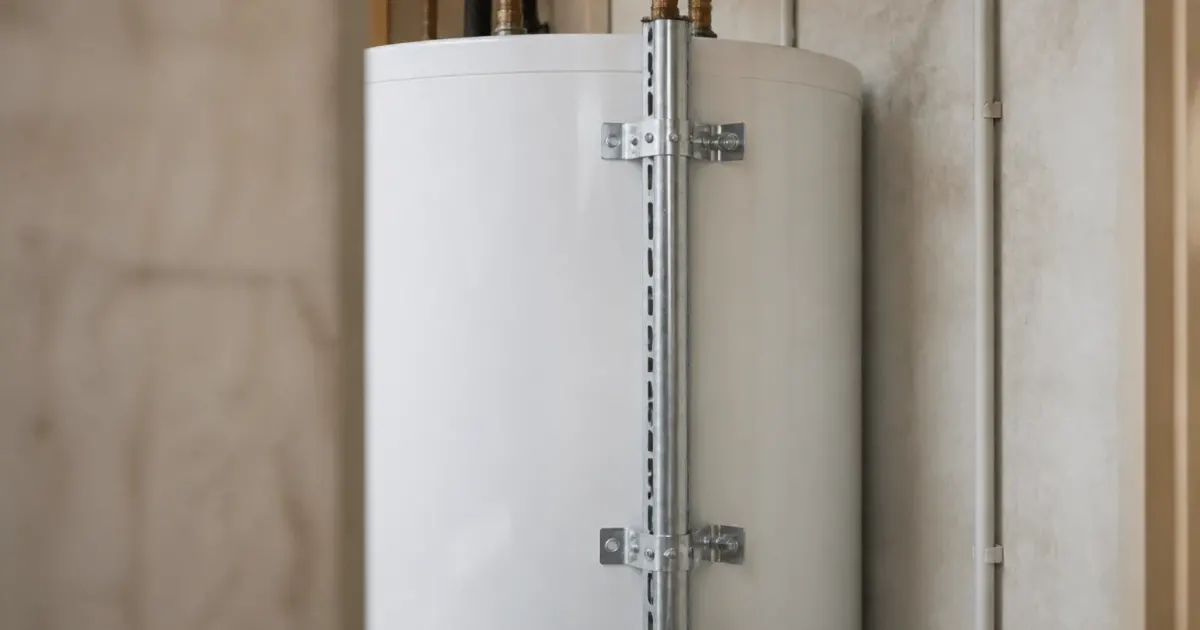 Dispositif metallique fixe verticalement sur reservoir eau chaude