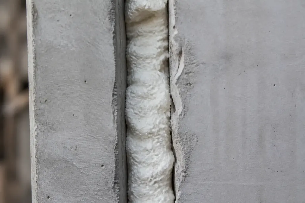 Espace beton rempli materiau compressible blanc